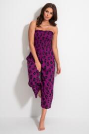 SHOW ME YOUR MUMU Estelle jumpsuit feather print strapless wide popular leg crop