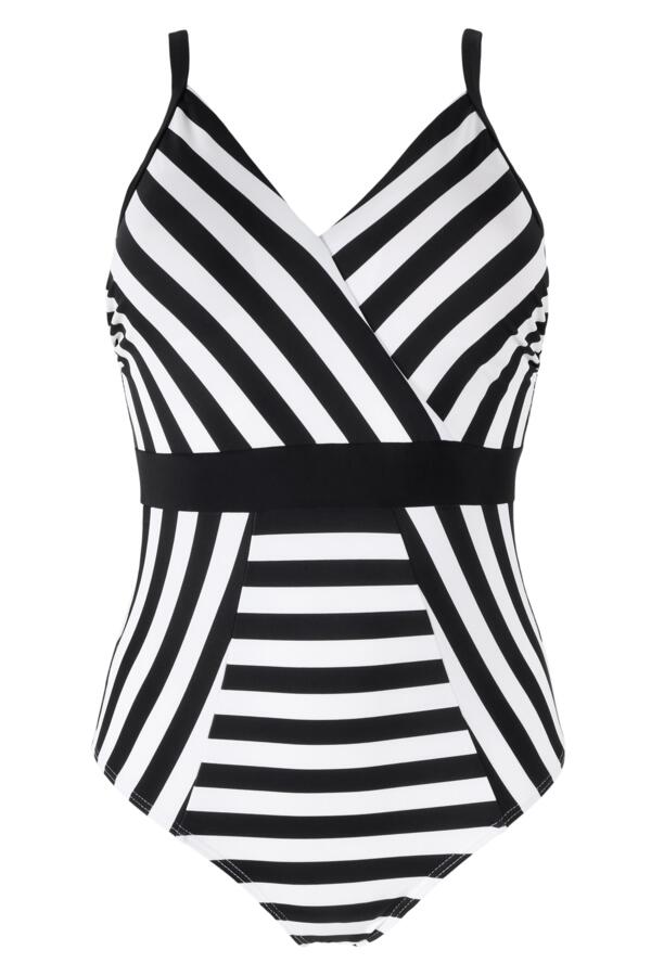 Stripe Panelled Control Swimsuit