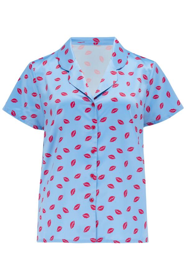 Satin Print Revere Collar Short PJ Set