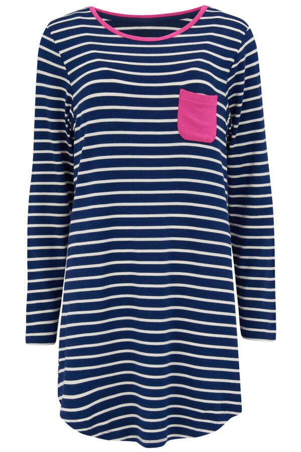 Stripe Jersey Long Sleeve Hidden Support Nightdress