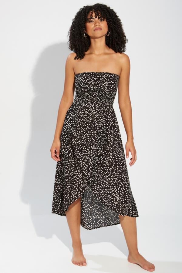 Halter Neck Strap Shirred Bodice Maxi Dress