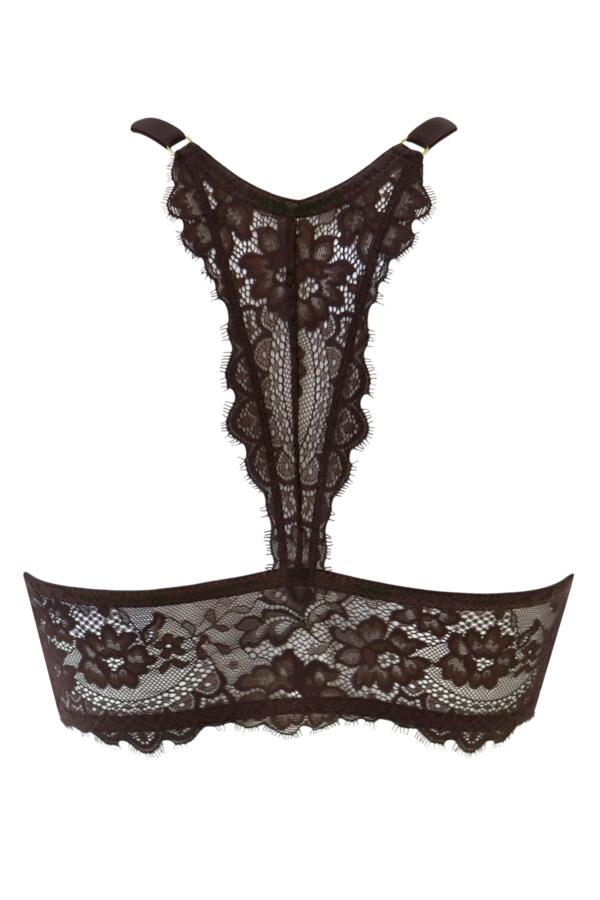 India Eyelash Lace Front Fastening Non Wired Bralette