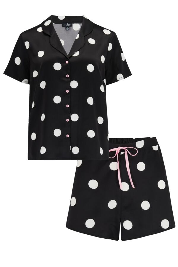 Satin Print Revere Collar Short PJ Set