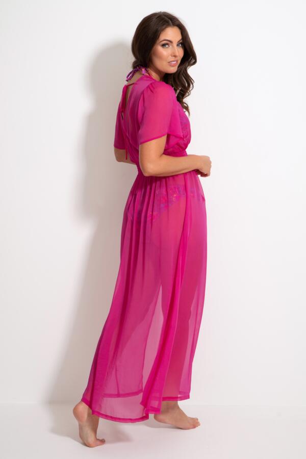 Short Sleeve Chiffon Wrap Maxi Kaftan