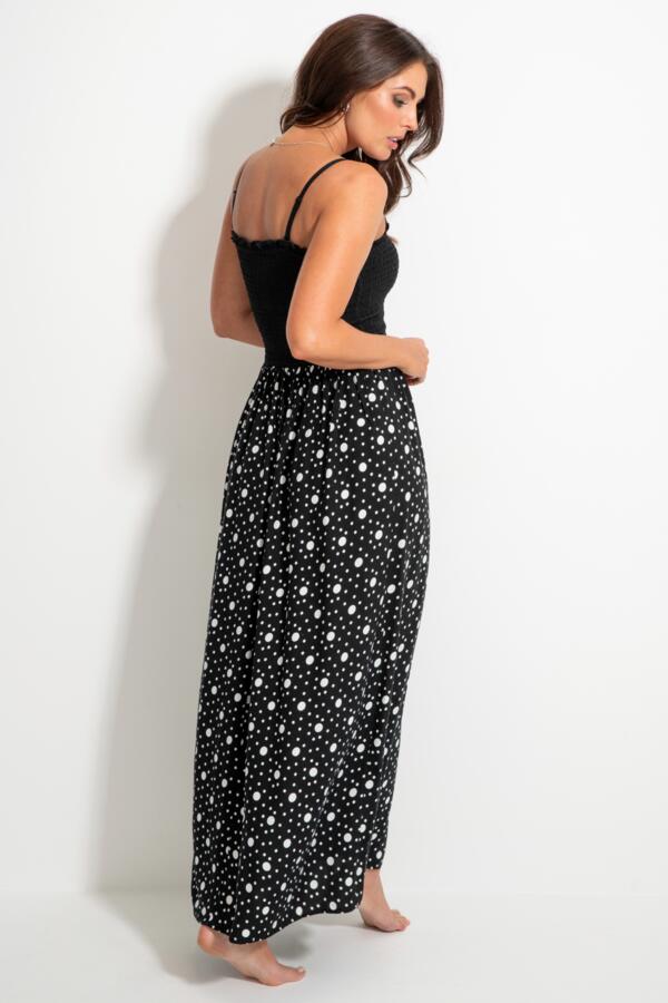 Removable Straps Shirred Split Maxi Dress