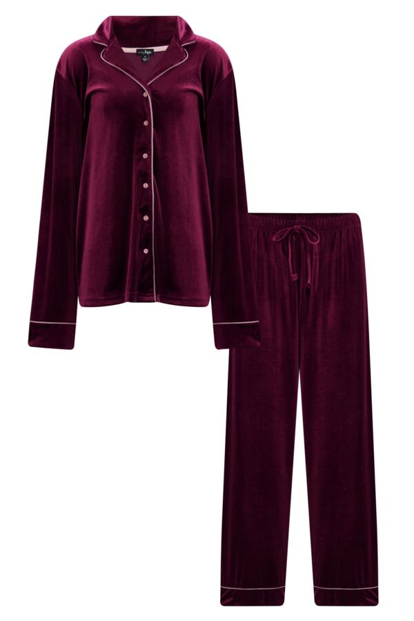 Velour Contrast Trim Pyjama Set