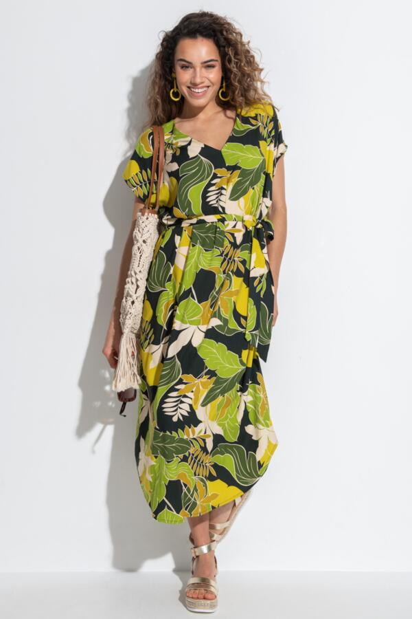 LENZING™ ECOVERO™ Viscose Belted Beach Kaftan Dress