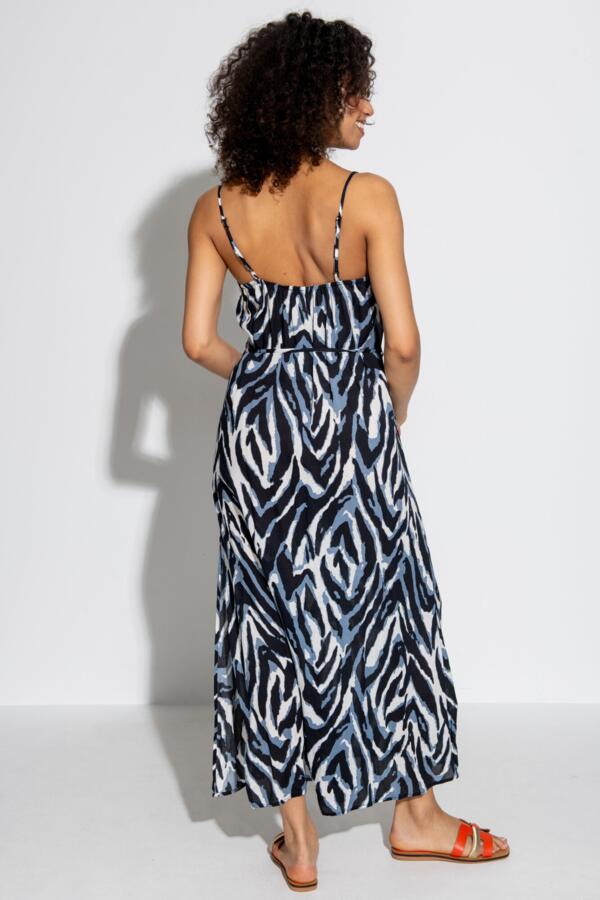 Sheer Viscose Tie Belt Maxi Beach Dress