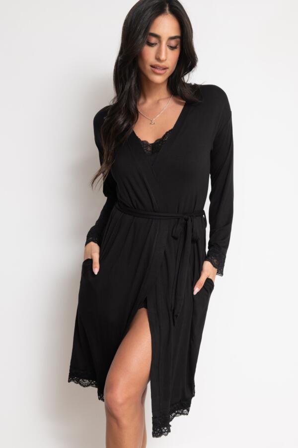 Sofa Loves Lace Jersey Wrap Gown