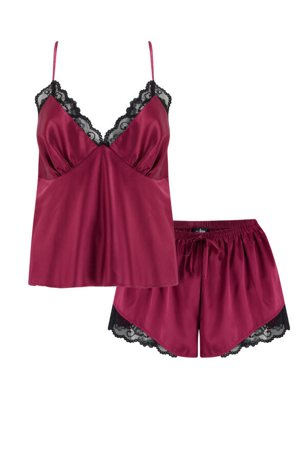 Dusk Satin Lace Trim Cami and Short