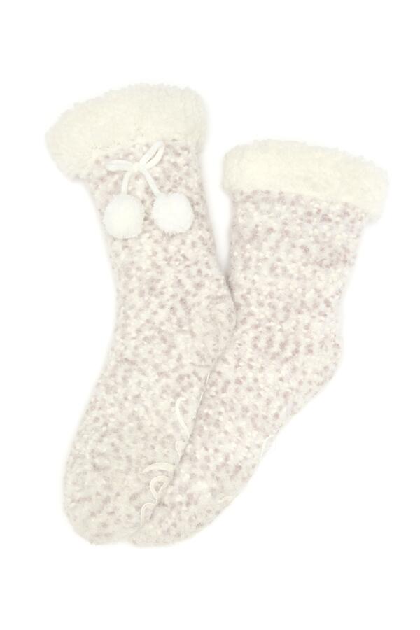 Cosy Popcorn Knit Lined Slipper Sock