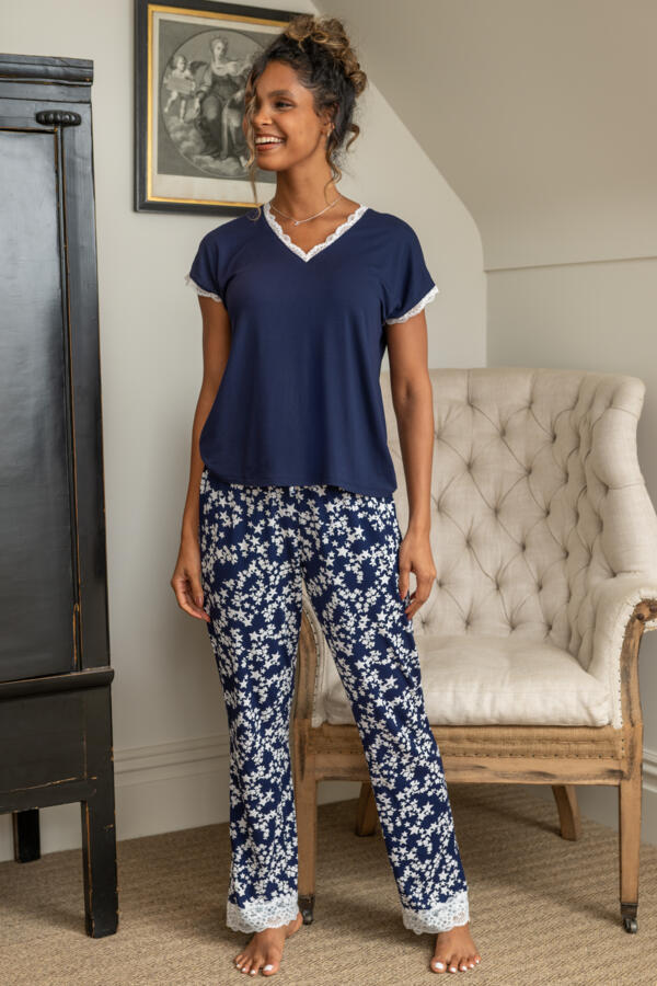 Sofa Loves Lace T-Shirt and Trouser Pyjama Set