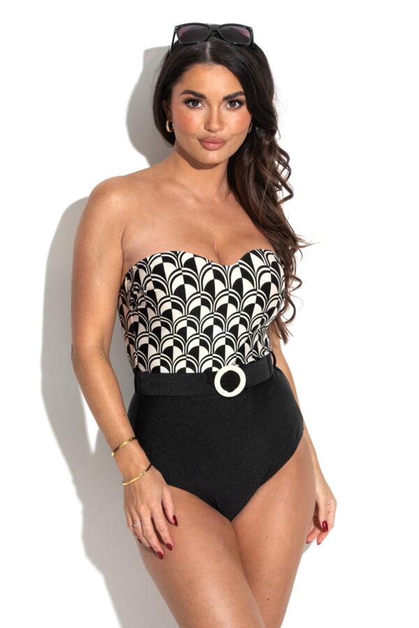 Casablanca Strapless Belted Tummy Control Swimsuit