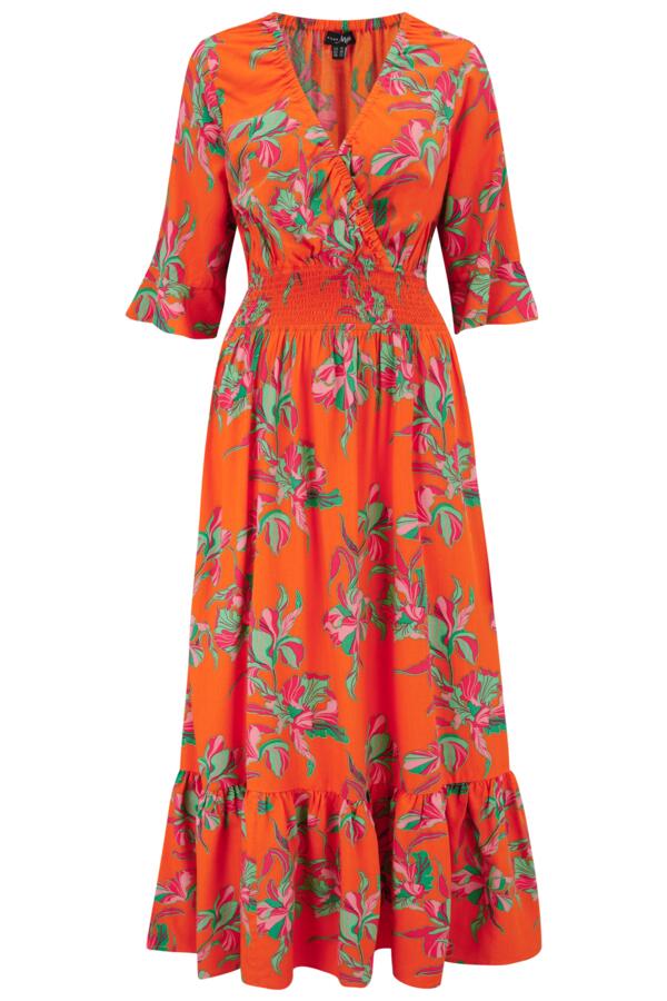 Carmen Fuller Bust Elasticated Neckline Woven Midaxi Dress