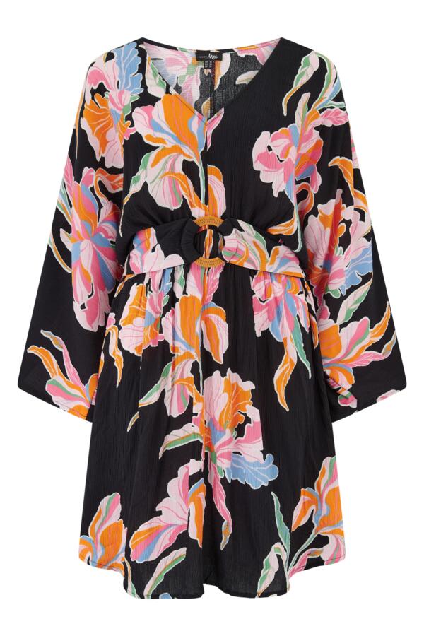 Crinkle O-Ring Woven Beach Kaftan
