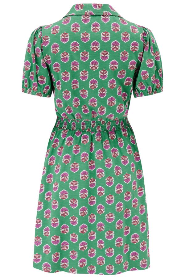 Cotton Slub Jersey Puff Sleeve Shirt Dress