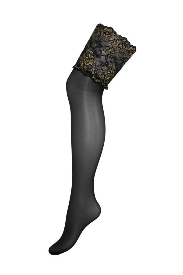 Gold Lace Top 15 Denier Hold-Ups