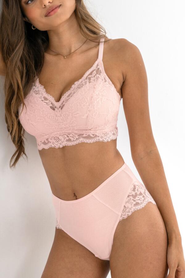 Love To Lounge Lace and Modal Rib Lightly Padded Non-Wired Bra B-G