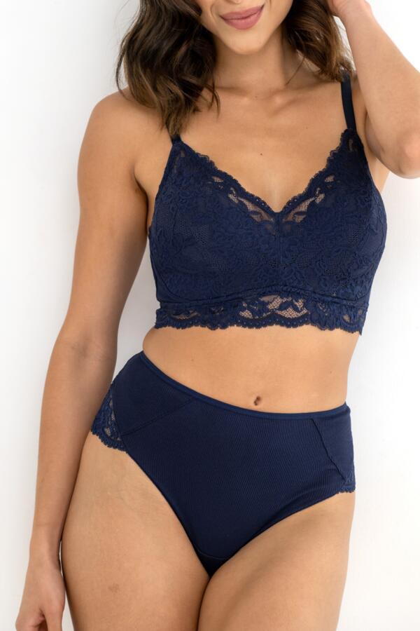 Love To Lounge Lace and Modal Rib Lightly Padded Non-Wired Bra B-G